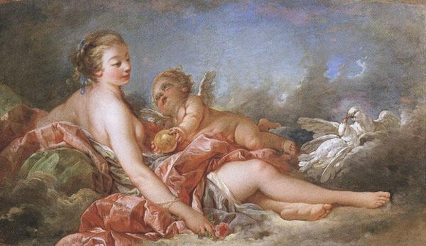 Francois Boucher Cupid Offering Venus the Golden Apple oil painting image